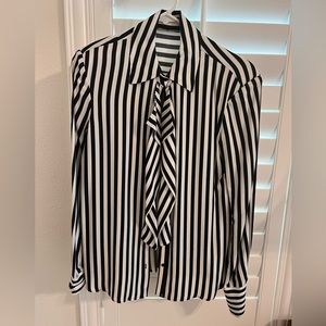 Zara dress blouse - black/white stripe size small